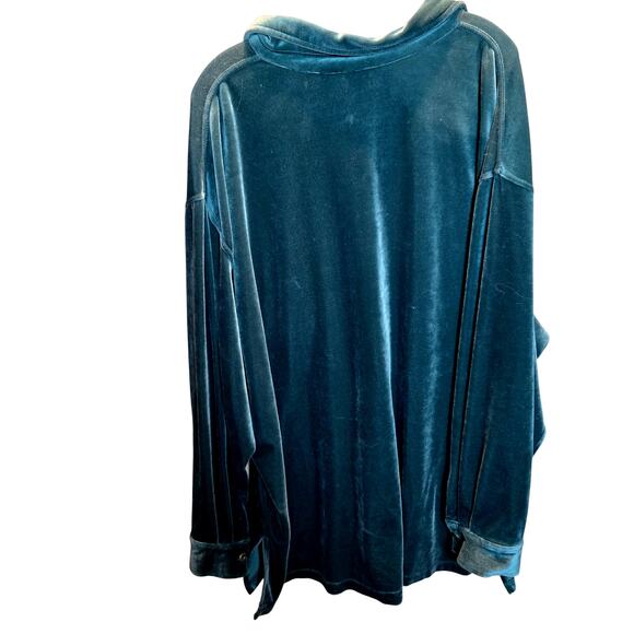 Honors 3X Green Velour Women's Soft Top Shirt Long Sleeves Plus 3XL XXXL 26W 28W - Picture 4 of 5